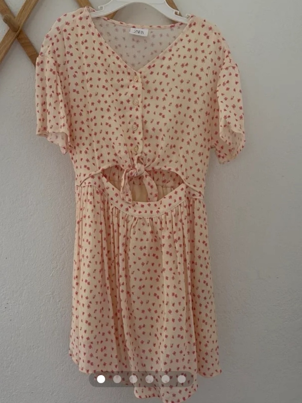 Zara Girls Floral Tie-Front Cutout Dress